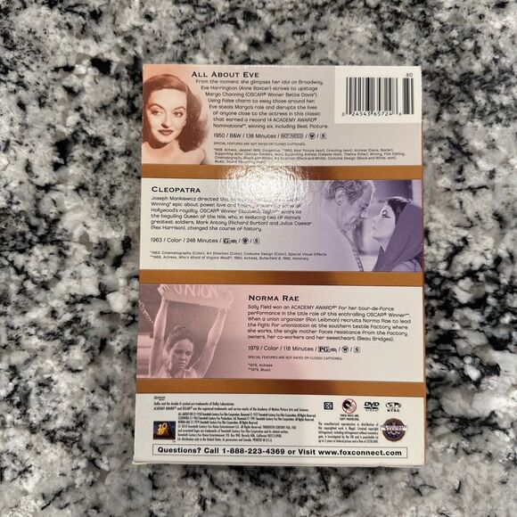 All About Eve/Cleopatra/Norma Rae Triple Feature (DVD, 2010, 3-Disc Set, Fox... - Picture 2 of 14